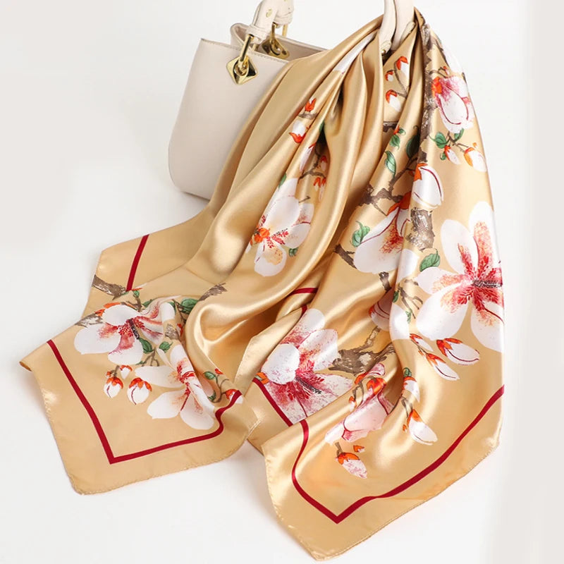 Square Women Scarves Silk Office Ladies Hair Neck Bandanna Headband Foulard Headcloth Muslim Headscarf Female muffler