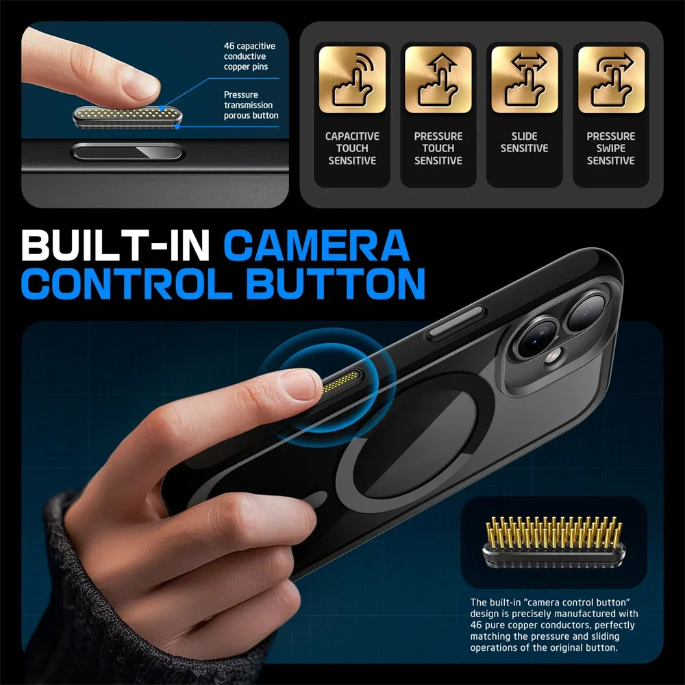 For iPhone 16 Case with Camera Control Capture Button UB Mag Slim Shockproof Protective  MagSafe Phone Case