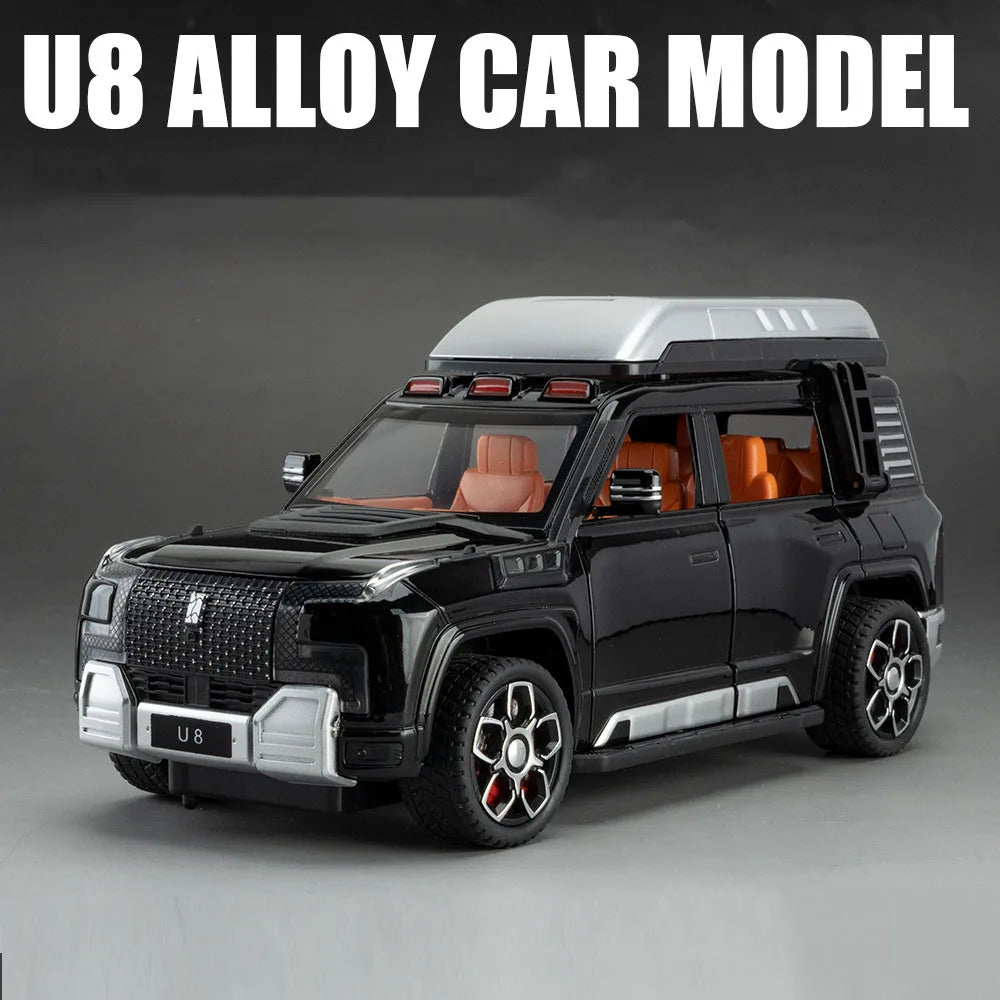 1:24 BYD Looks Up At U8 Toys Car Diecast Alloy Models Sound Light Doors Opened Front Wheel Steering Vehices s Festival Gifts