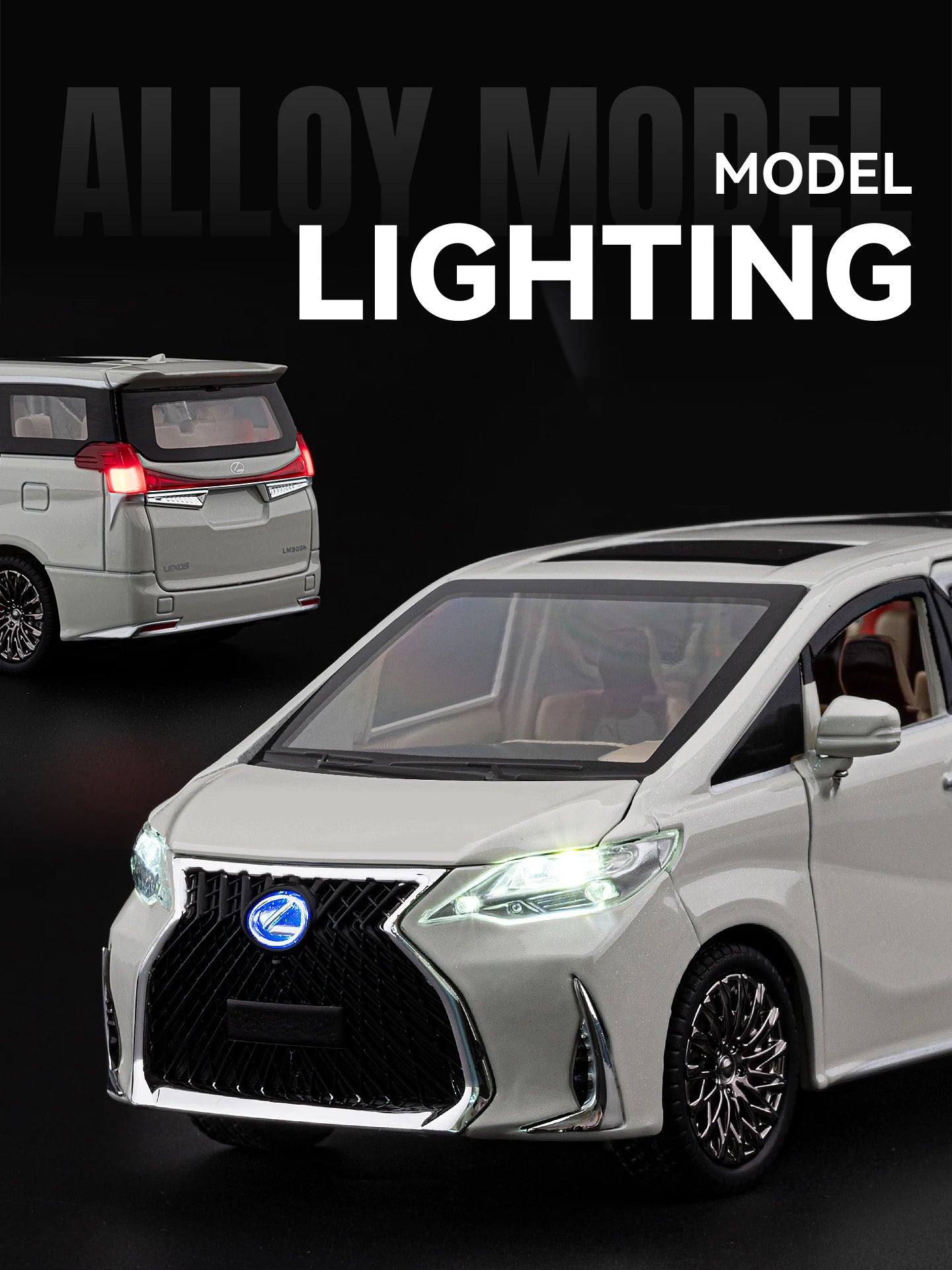 1 24 Scale Alloy MPV Diecast Pull Back Model Car with Sound and Light