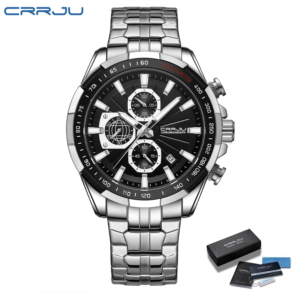Men's Watches Fashion Business Multifunction Quartz Chronograph with Auto Date and Luminous Hands Relogio Masculino