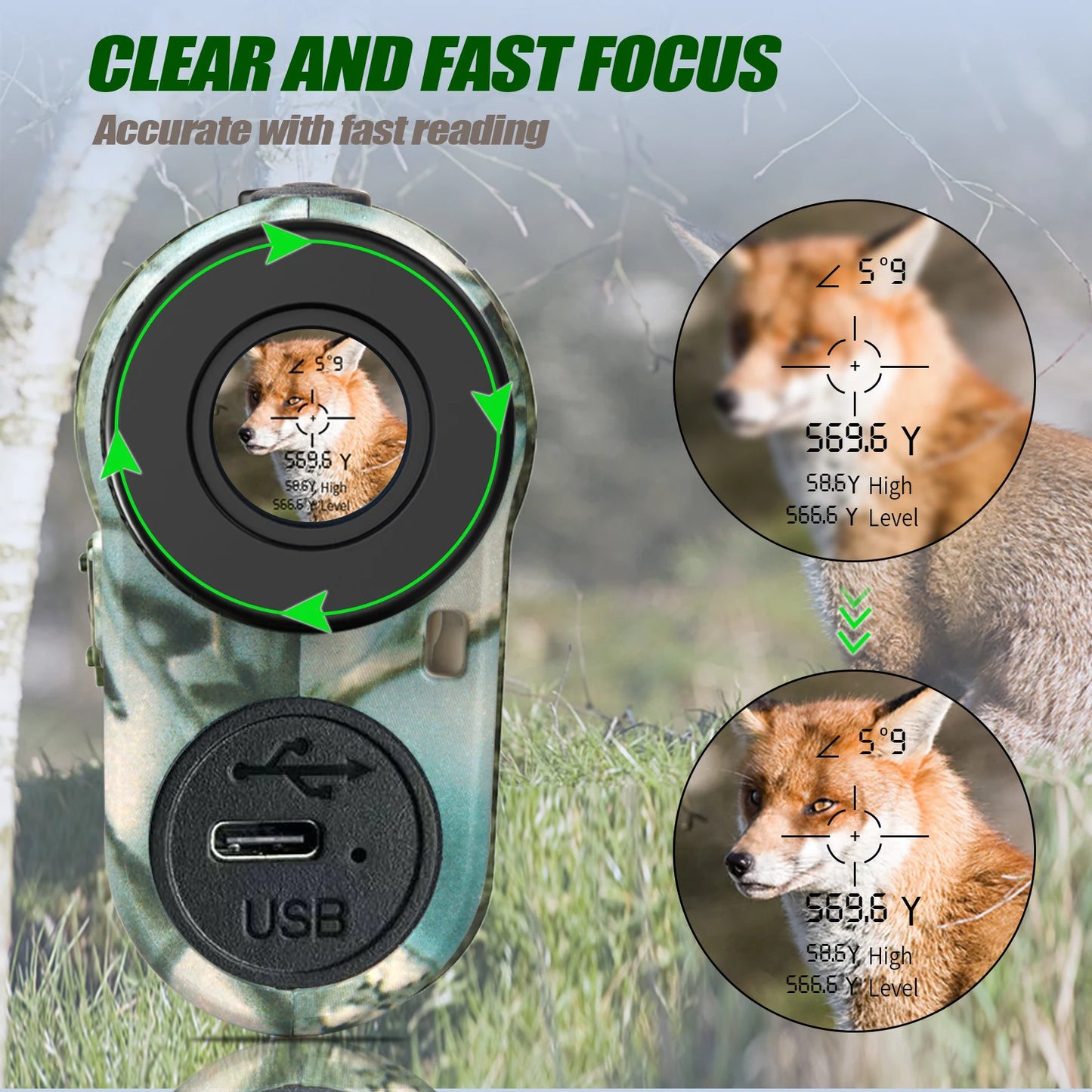 Laser Rangefinder 1000M Hunting Range Finder with Rechargeable Battery Outdoor Target Acquisition Technology Monoculars