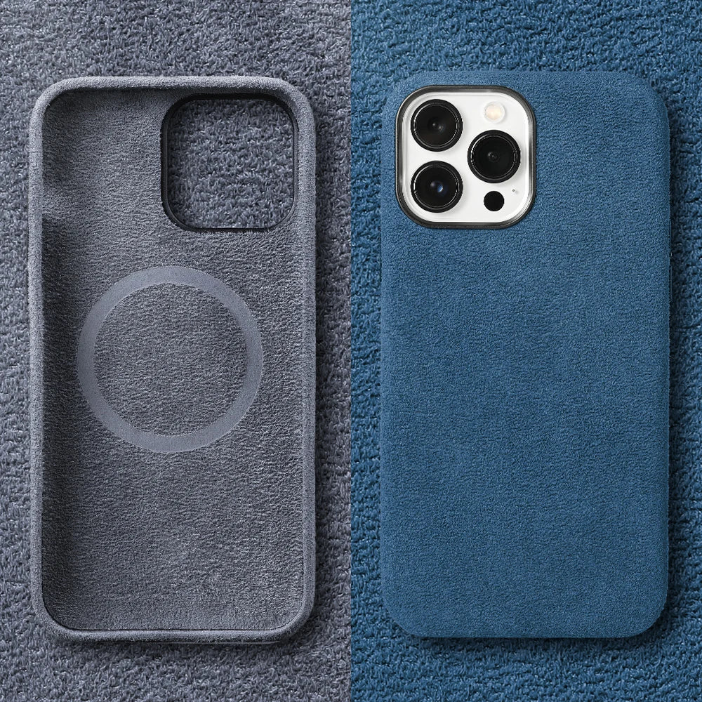 for Magsafe Case Soft Suede Fur Car Leather Phone Case for iPhone 14 Pro Max 14Pro 14 Plus  Back Cover