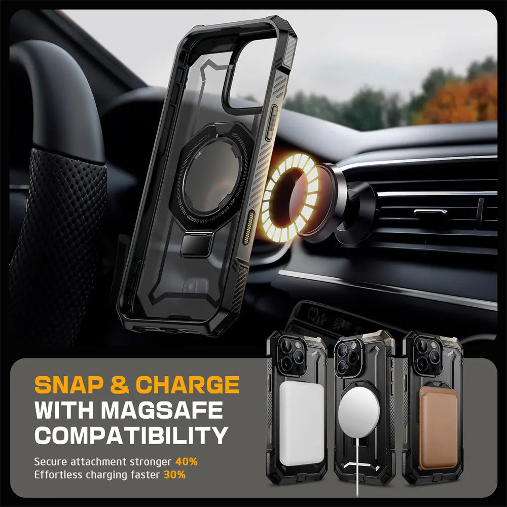 For iPhone 16 Pro Case with Camera Control Capture Button UB Grip Heavy Duty Rugged  Phone Case with Stand