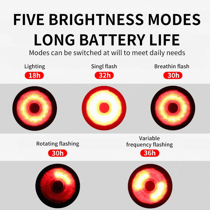 Bicycle Smart Auto Brake Sensing Light Type C Charging LED Cycling Taillight Bike Rear Light Warn Bicycle Taillight