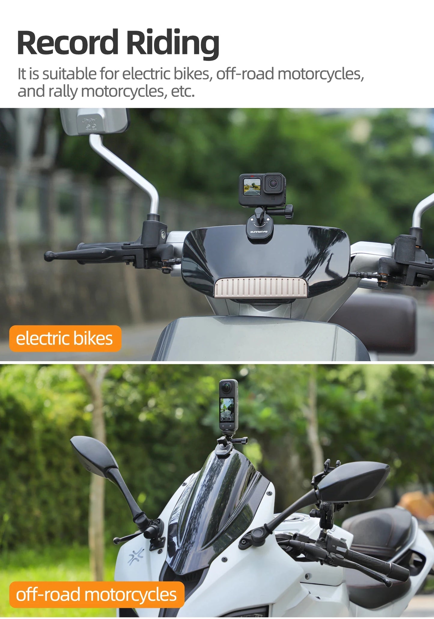 Aluminum Motorcycle Windshield Camera Mount Clip for GoPro DJI Action Pocket and Insta360
