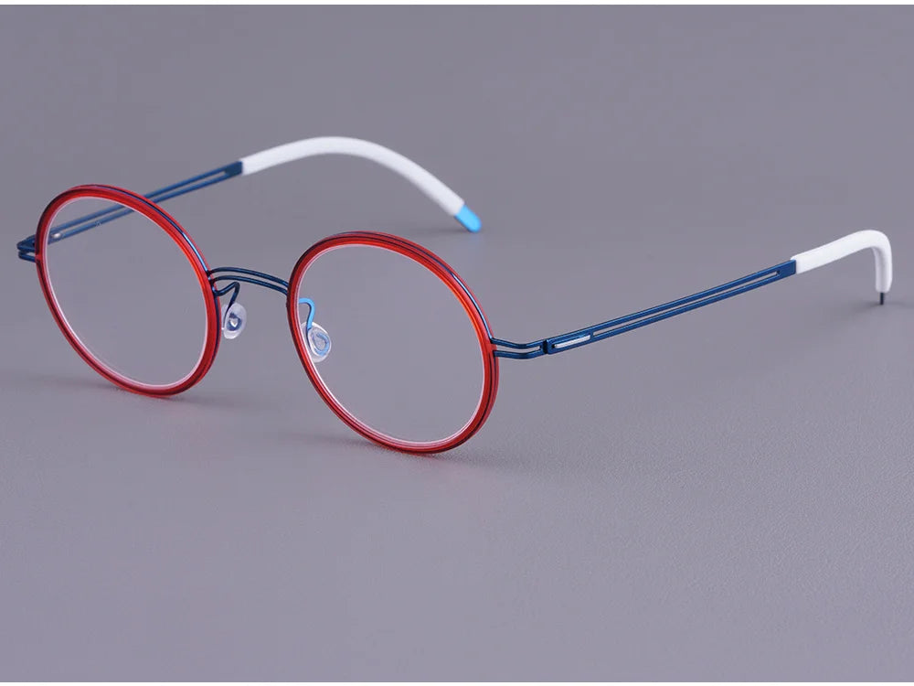 Vintage Round Screwless Titanium Eyeglasses Frame