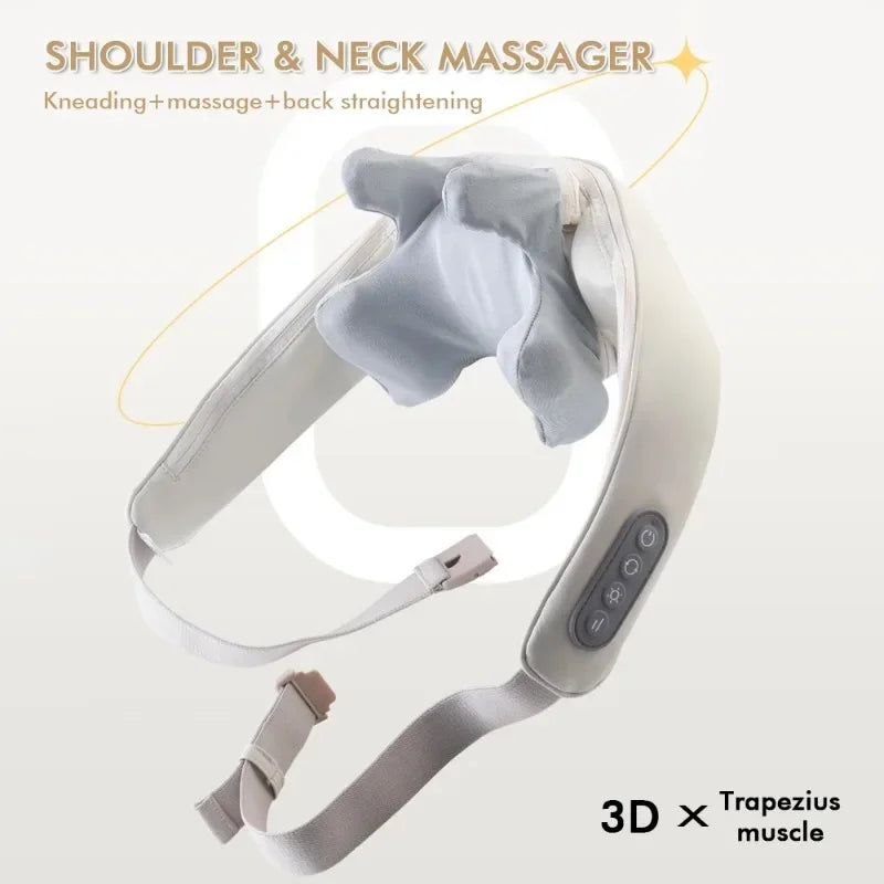 1PC Wireless Neck And Back Massager Neck And Shoulder Kneading Massage Shawl Neck Cervical Relaxing Trapezius Massager