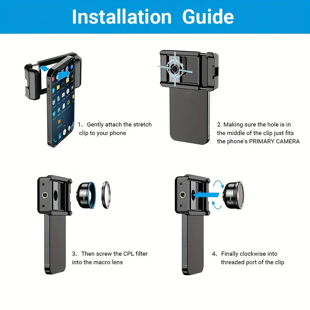 100mm HD Macro Phone Lens with CPL Filter and Universal Clip