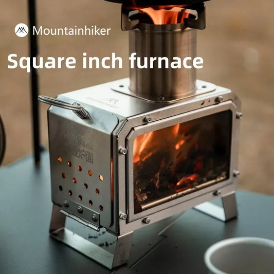 Portable Firewood Square Stove Stainless Steel Outdoor Fire Heater Stove Picnic Hiking Camping Wood Burner Stove