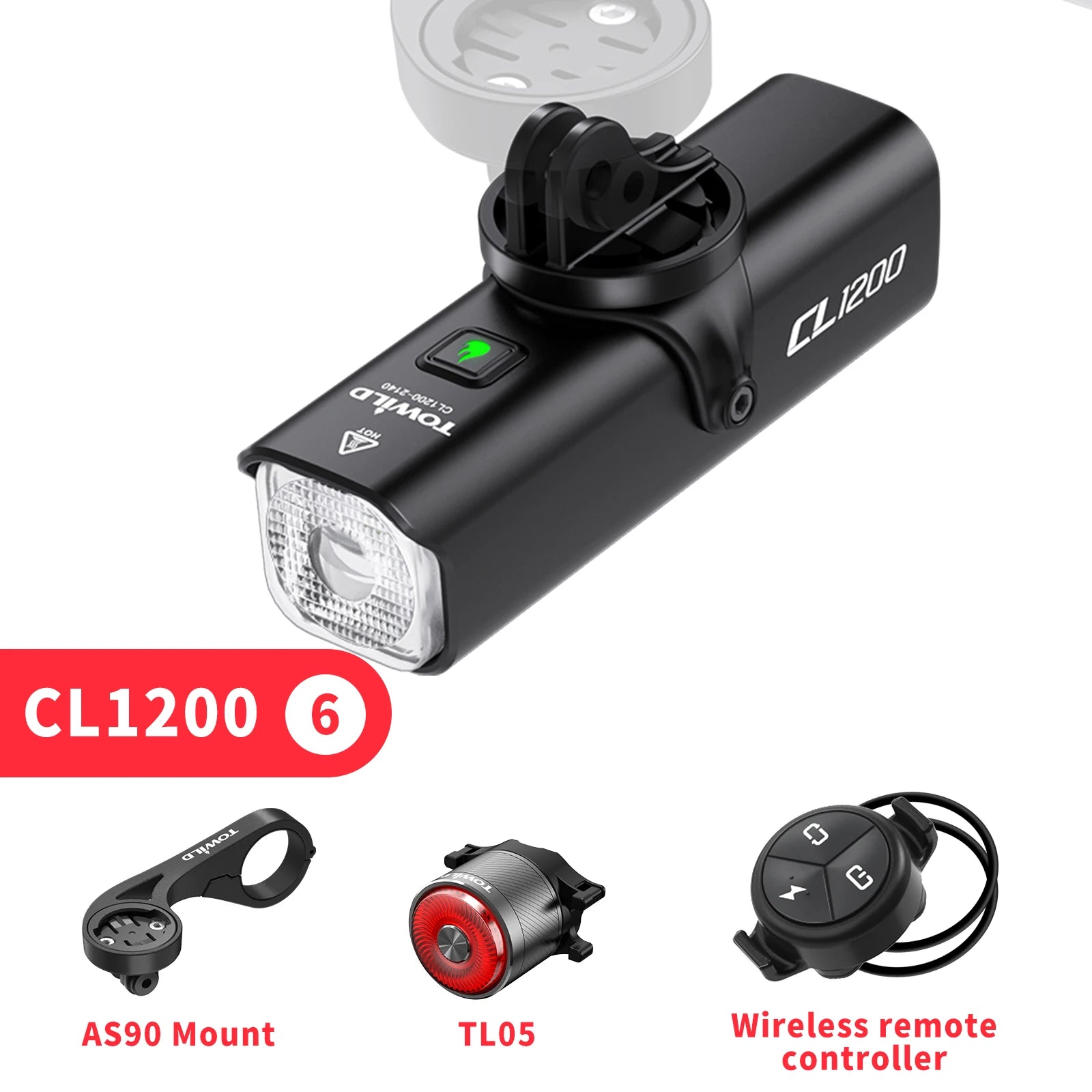 CL1200 Smart Bike light Remote Control Bicycle Lights 5000mAh battery Type-C Rechargeable Road MTB IPX6 Bicycle headlight