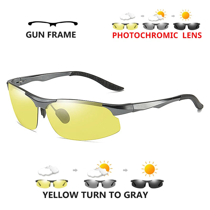 Aluminum Photochromic Polarized UV400 Mirror Driving Sunglasses for Men Women