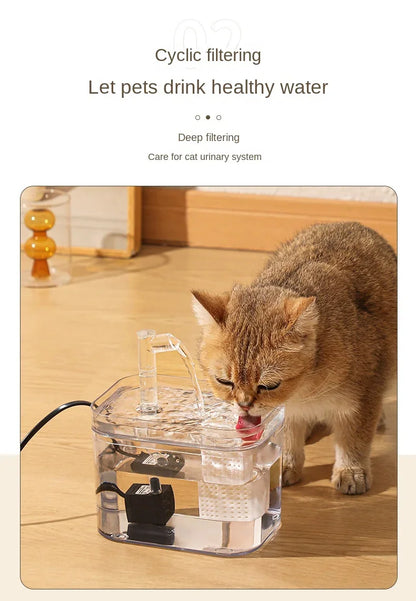 Automatic Pet Water Fountain Transparent USB Power Cat Water Dispenser 1500ml for Indoor Dog and Cat Water Feeding Supplies