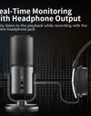 Condenser Microphone Cardioid Pattern Microphone Real-Time Monitoring for Smartphone Laptop Computer  40Hz-20KHz