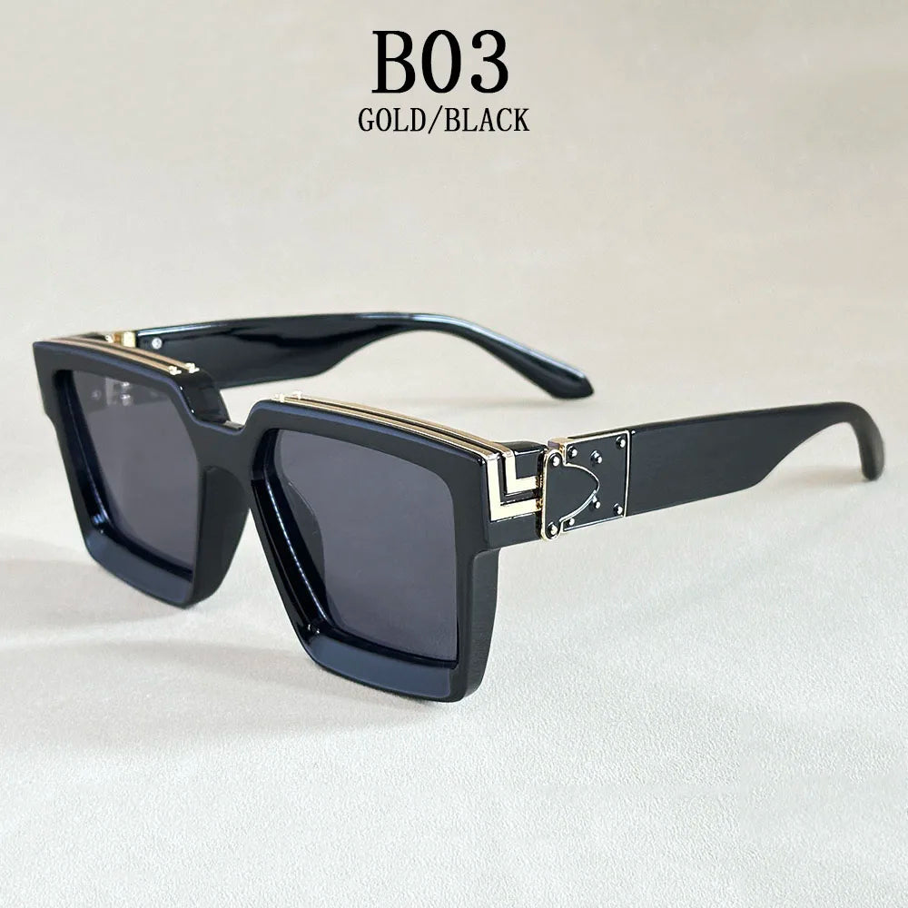 Retro Square Millionaire Sunglasses With UV400 Protection