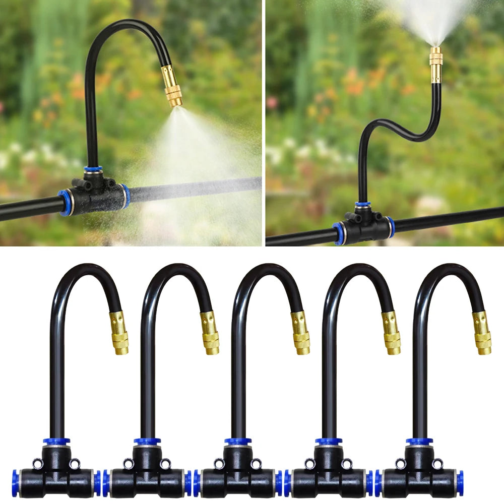 Free Bending Yellow Copper Mist Nozzle 8mm Straight Push Lock Joint Garden Watering Humidification Sprayer