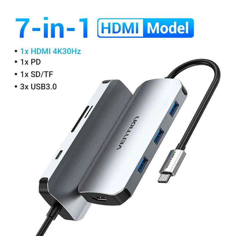 USB C HUB HDMI 4K60Hz RJ45 PD 100W USB Splitter Adapter USB 3.0 HUB For iPhone 15 Macbook Air Pro iPad Samsung Laptop PC