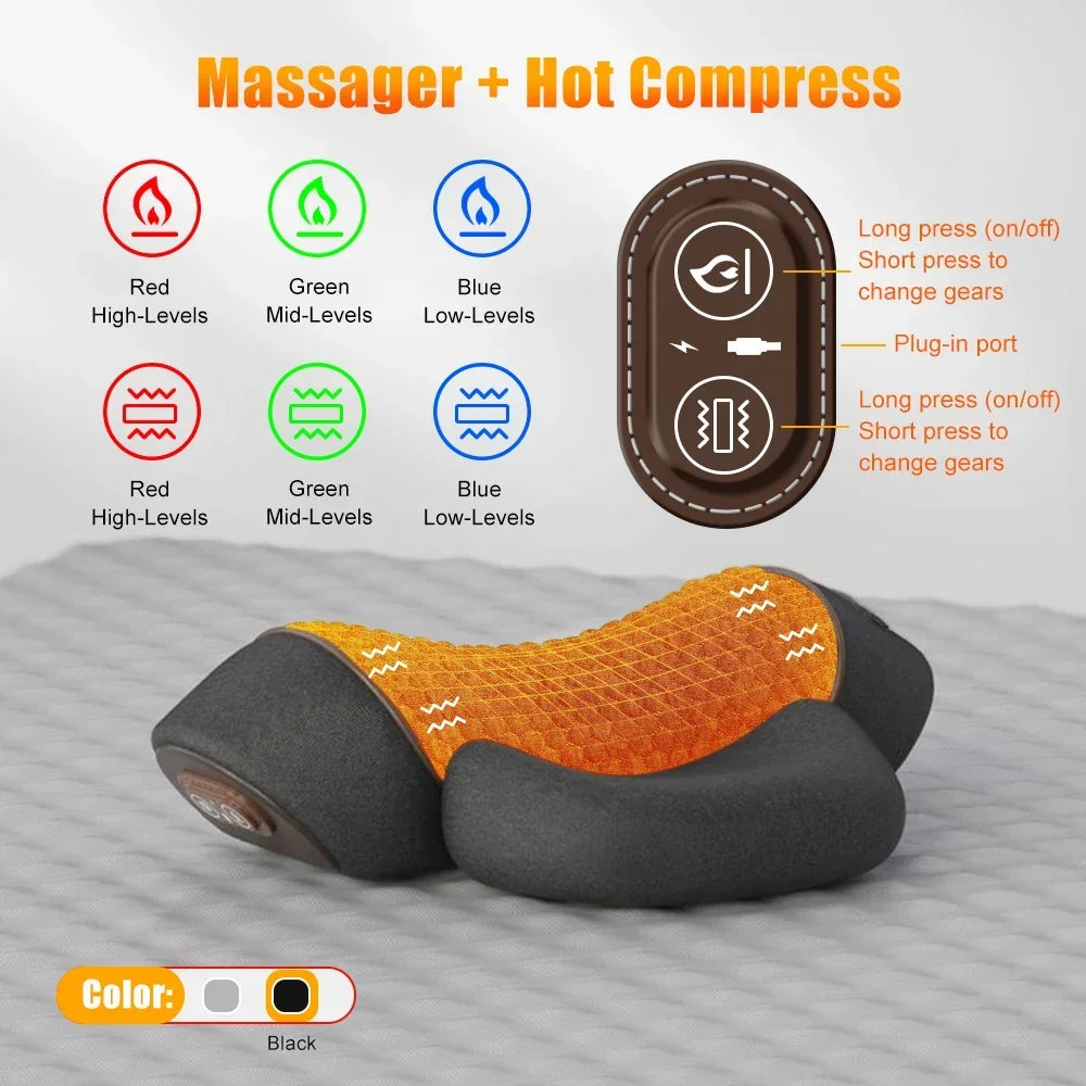 3-in-1 Neck Massager Pillow for Shoulder Deep Tissue , with Heating and Traction Function, Hump Corrector for Women