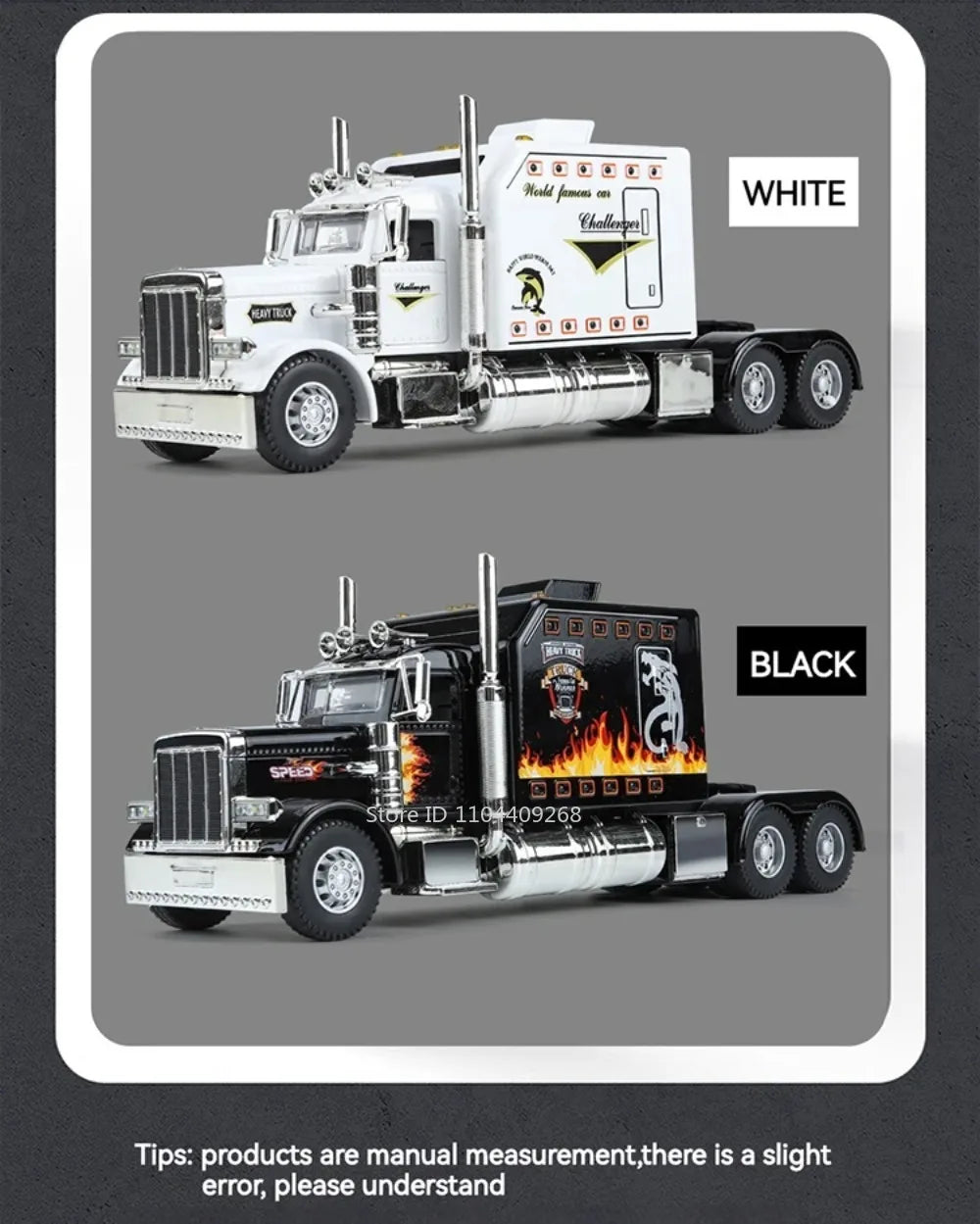 1:24 PETERBILT 389 Truck Toy Walking Tractor Car Model Alloy Die-cast Sound Light Vehicle Models Interior Decoration Present
