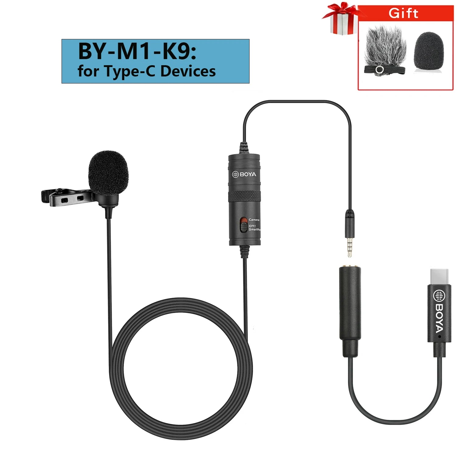 BY-M1 6m Professional Condenser Lavalier Lapel Microphone for PC Computer Laptop Smartphone iPhone DSLR Youtube Streaming