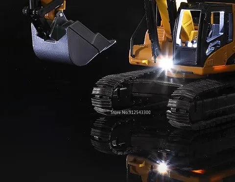 1/50 Scale Excavator Snowplow Car Model Toy Metal Body Simulation Engineering Vehicles Sound Light Toys for Boys Birthday Gifts