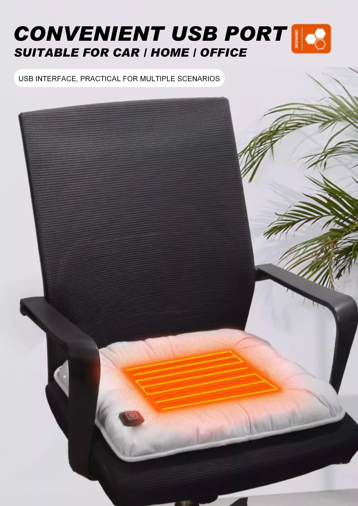 5V Heated Car Seat Cover USB Port 30' Fast Car Seat Heater For Car Home Office Heated Car Seat Protector Seat Heating Cover Pads