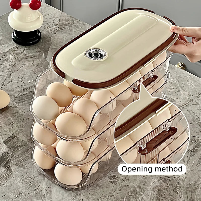 Automatic Rolling Egg Storage Box – 1-Piece Handheld Refrigerator Side Door Egg Rack
