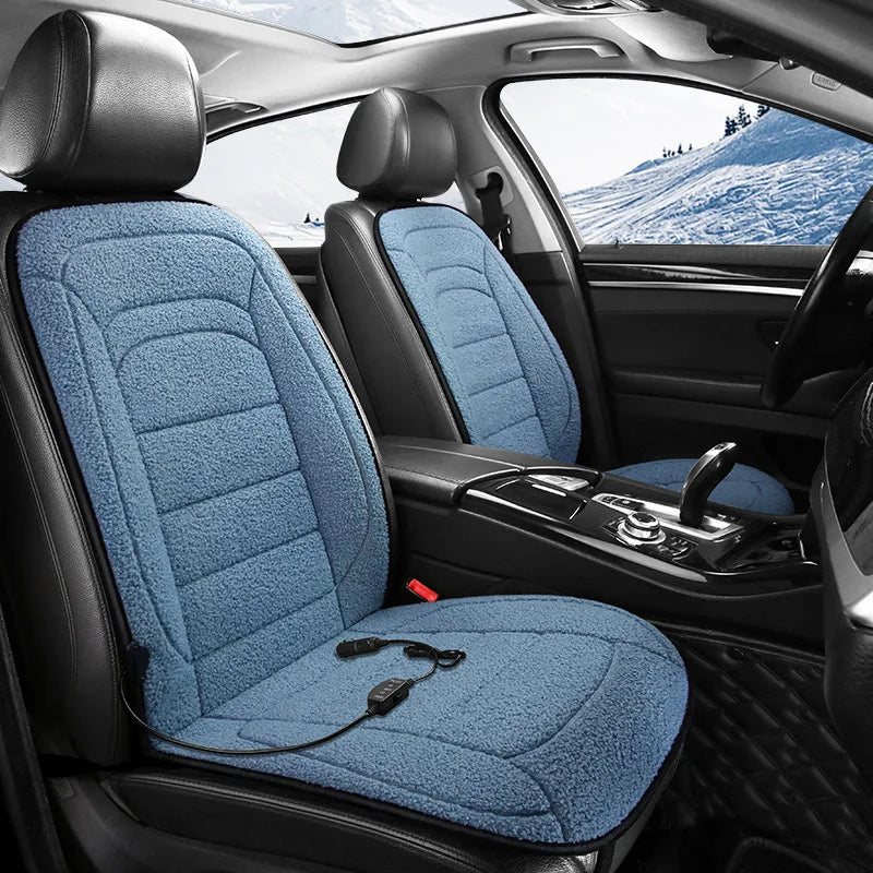 Heated Car Seat Cover 12V Fast Heating Seat Cushion Warm Plush Car Seat Heating Covers Seat Protector Auto Seat Heater Pads Mat