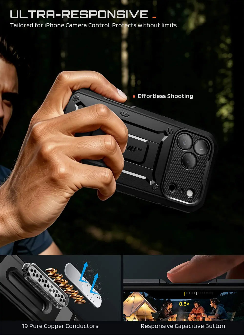 Full Body Rugged Phone Case with Built In Screen Protector and Belt Clip Holster for iPhone 17 Pro Max and iPhone 18 Pro Max