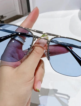 Blue Cat Eye Sunglasses Women Rimless Fashion Glasses Sunglasses