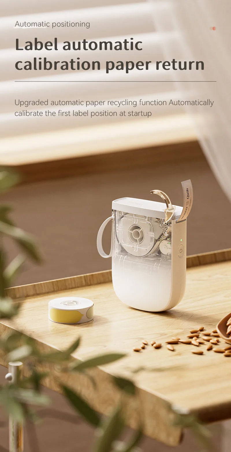 D11 Mini Label Printer 300DPI, Bluetooth Wireless Inkless Sticker Maker, Portable Label Machine for Name Tags, Kitchen & Home
