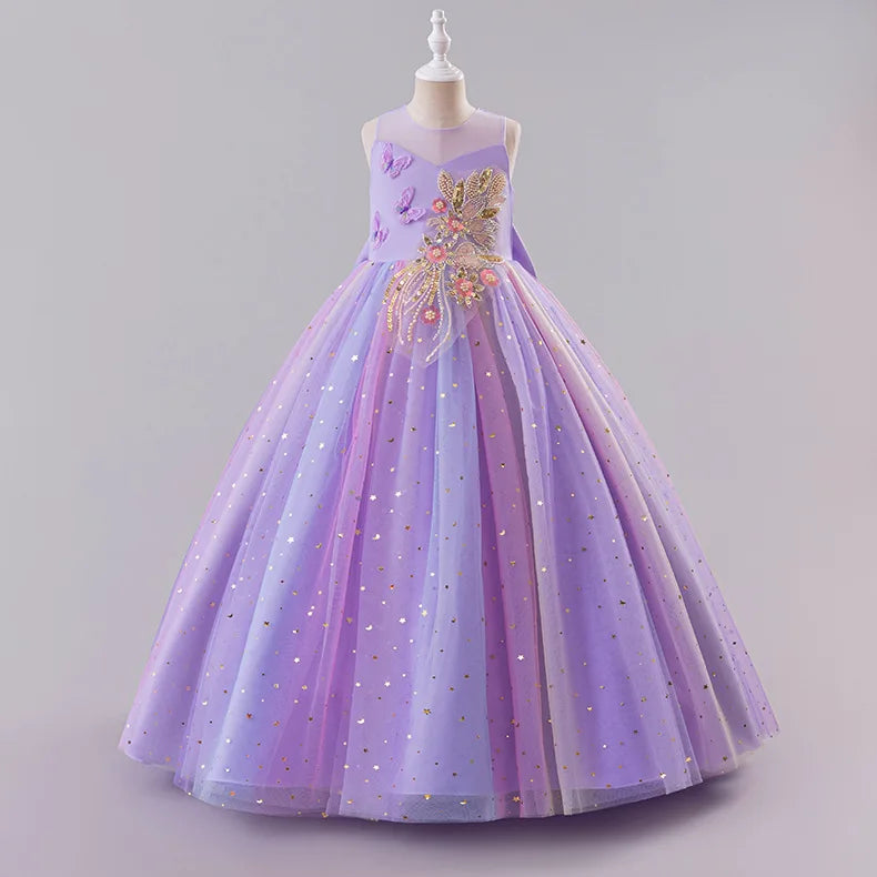 Princess Dress for Girls - Elegant Fluffy Tulle Ball Gown Birthday Party Dress School Performance Costume