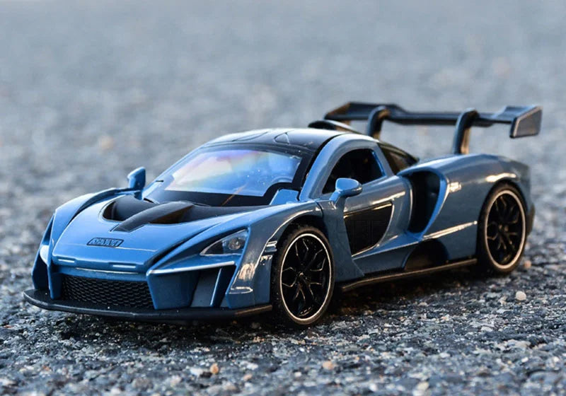 1/32 Diecasting Alloy Senna Sports Car Models Toys Simulation Vehicles with Sound Light Pull Back Supercar Toys
