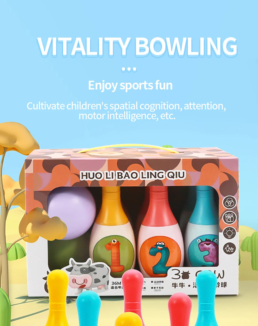 Bowling Set Education Toys For Kids Toddlers Animal Number Learning  Indoor Outdoor Sports Games Toys for Kids Baby Gift