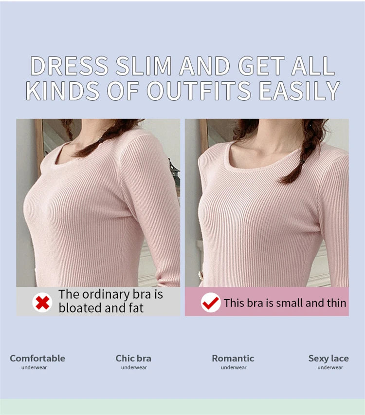 Women’s Lace Transparent Rabbit Ears Bra & Panties Set – Soft, Thin Push-Up Lingerie