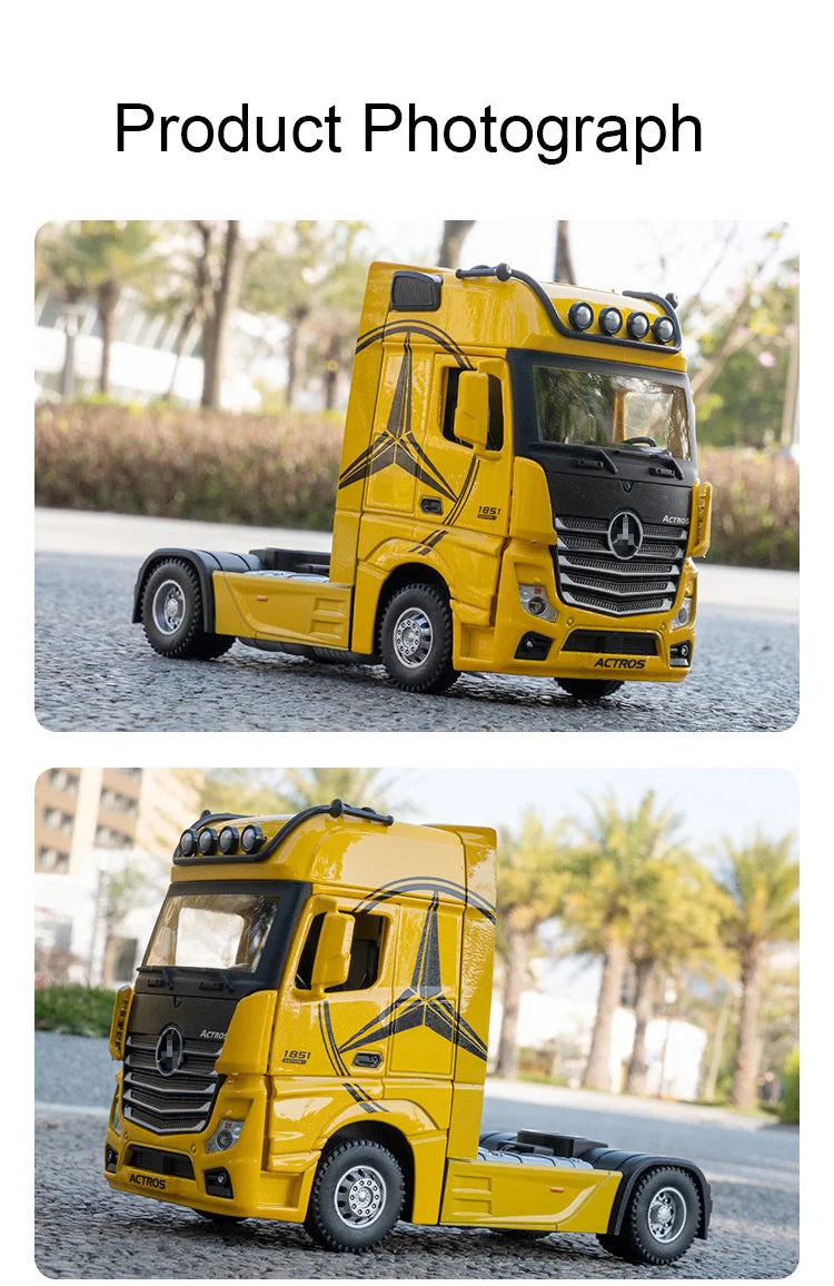 1/36 Alloy Container Trailer Truck Head Car Model Toy Diecast Metal Engineering Transport Vehicle Model Cars for ren Gifts
