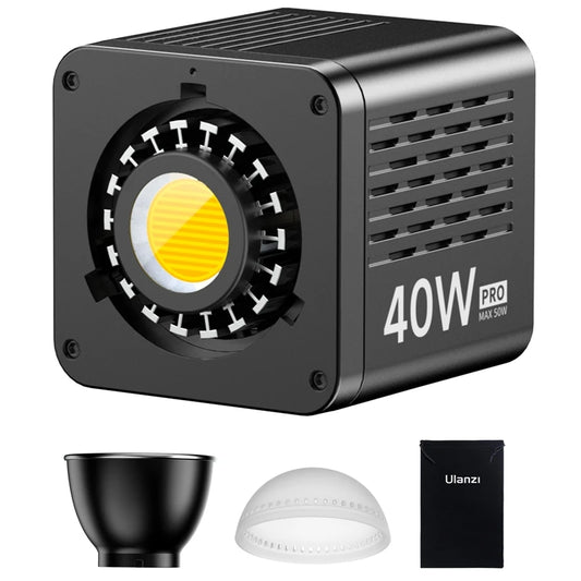 only light 40W Pro Video Light Bi-color COB Light Mini Bowens Mount Video Light 3400mAh 2500K-6500K