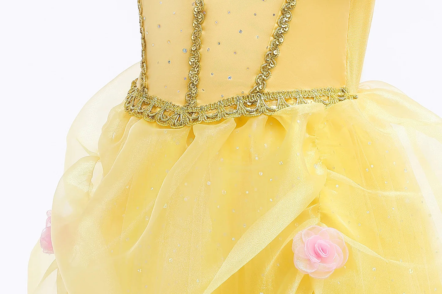 2025 Yellow Princess Dress For Girls Cosplay Carnival Costume Halloween Clothes Birthday Party Dresses Kids Birthday Clothing