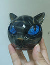 Black Cat Figurine Resin Cat Head Healing Stone Marble Texture Cat Stone Resin Cat Sculpture Ornament Cat Sculpture Craft