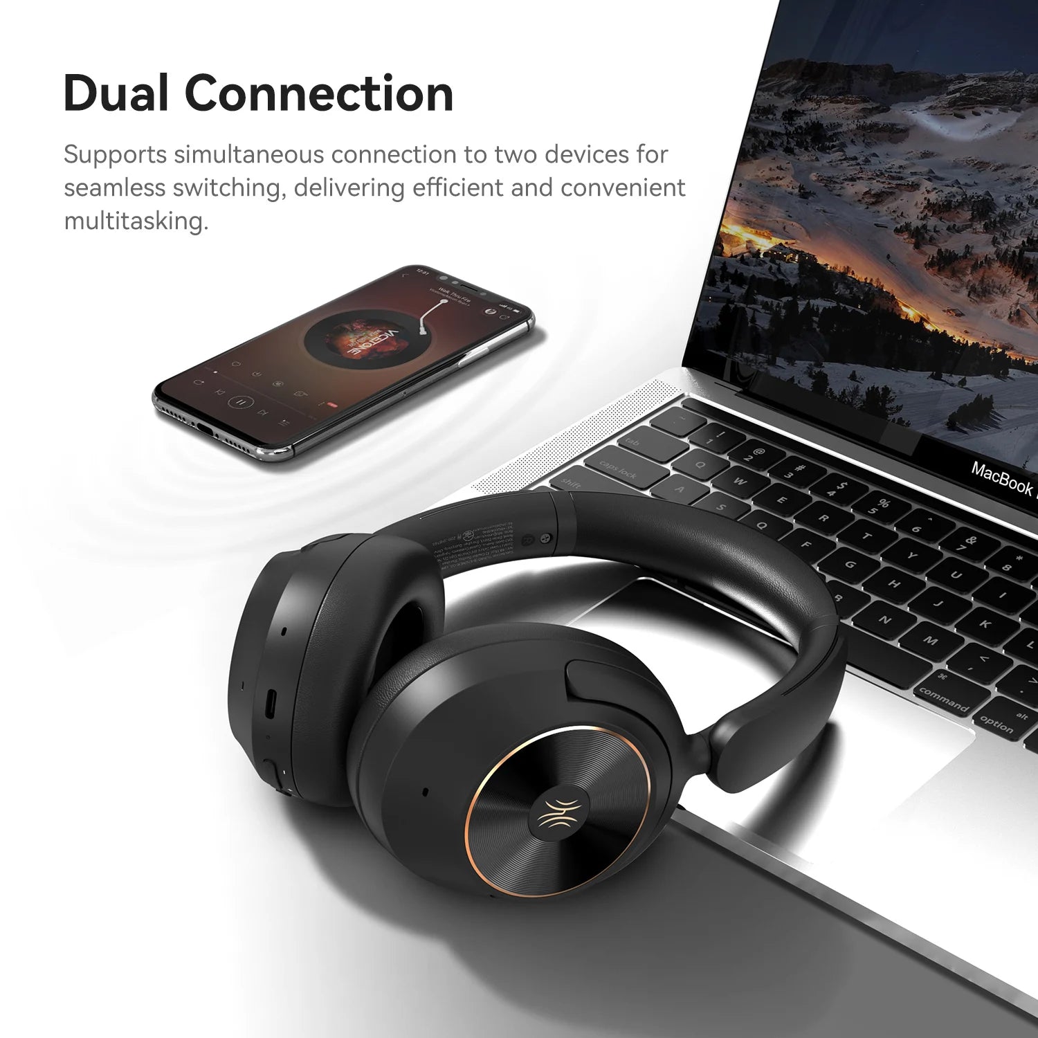 A6 ANC Wireless Bluetooth 6.0 Headphones -48dB Hybrid Active Noise Cancelling Over Ear Headset With Mic Hi-Res LDAC APP