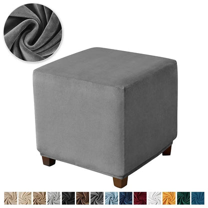 1PC Stretch Square Ottoman Stool Covers Super Soft Velvet stool Cover Elastic All-inclusive Footrest Slipcovers for Living Room