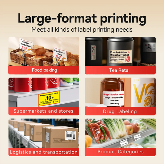 B4 Thermal Label Printer 110mm, Bluetooth Wireless Wide Label Maker, Inkless Barcode & Shipping Label Printer