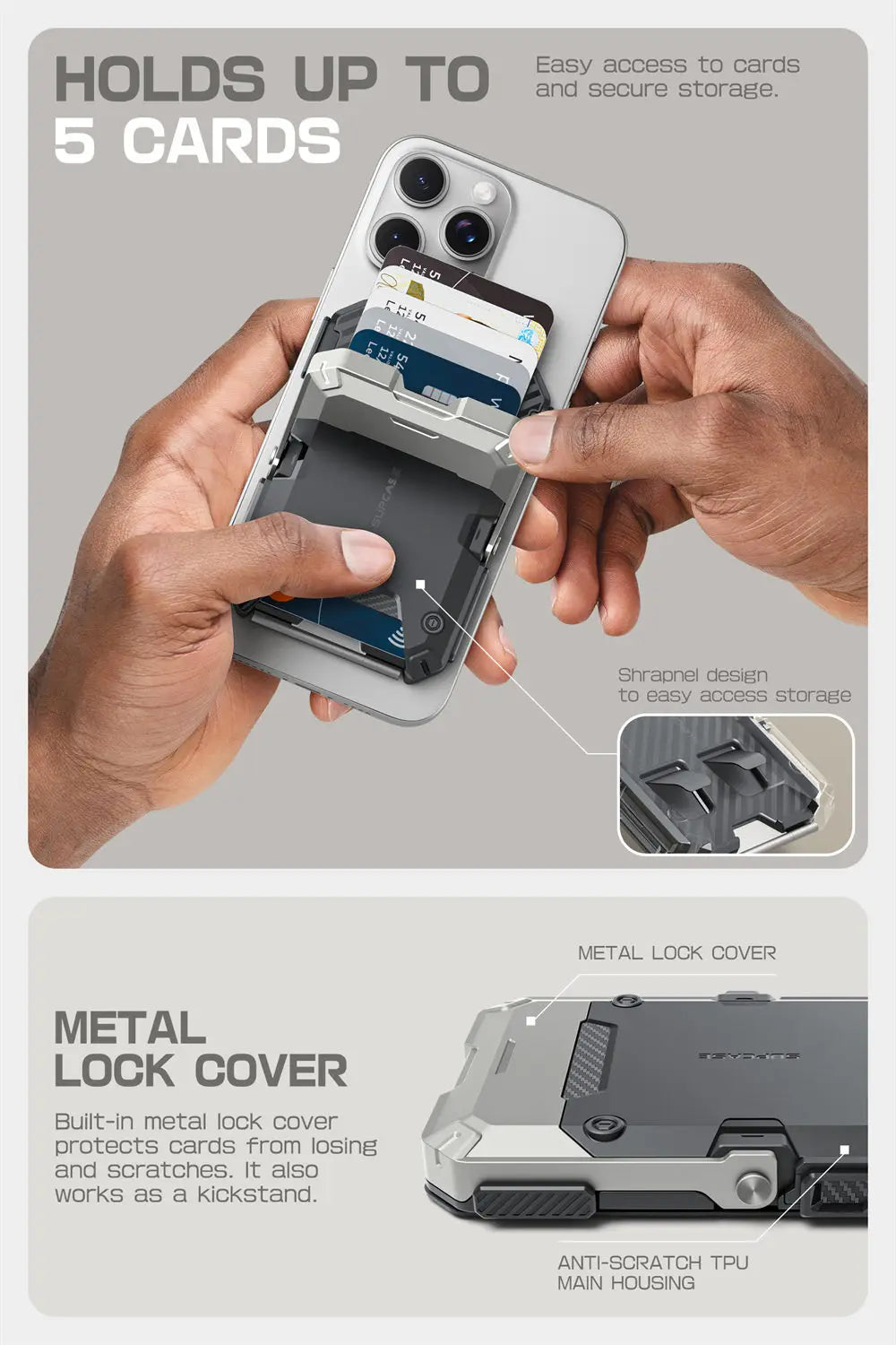 Tripod Phone Stand Credit Card Holder for iPhone 16/15/14/13/12 Adjustable Phone Stand Compatible with MagSafe