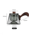 450ml Square Bottom Mountain Glass Teapot With Infuser Side Wooden Handle Tea Pot Puer Oolong Tea Maker Kungfu Tea Set