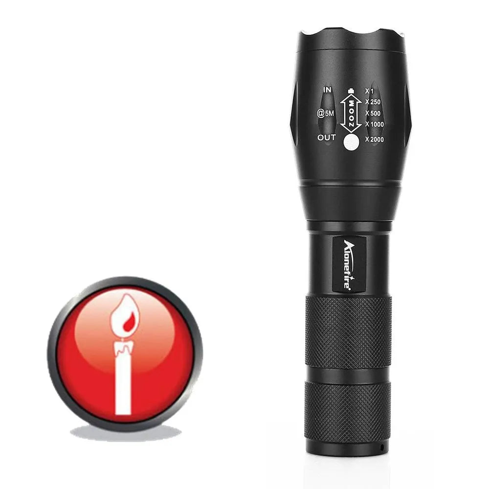 2 In 1 White Green Light Zoom Rechargeable Flashlight