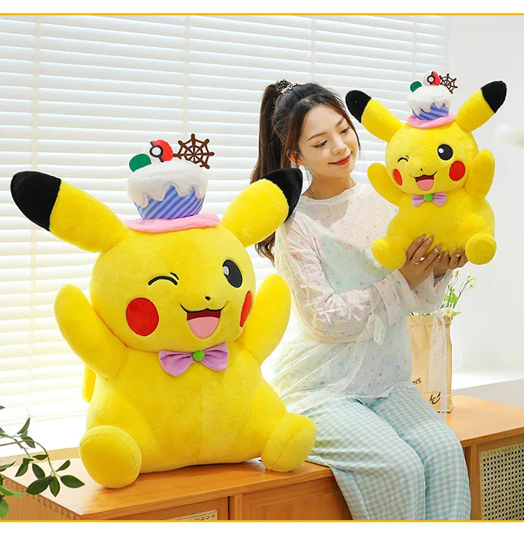 60cm Pokemon Kawaii Pikachu Plush Toy Anime Stuffed Doll Large Pillow Kids Birthday Xmas Gift Pokemon Cake Plushie Arcade