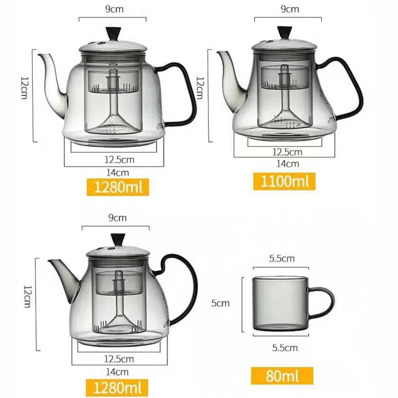 High Borosilicate Glass Teapot with Tea Strainer for Steaming and Boiling
