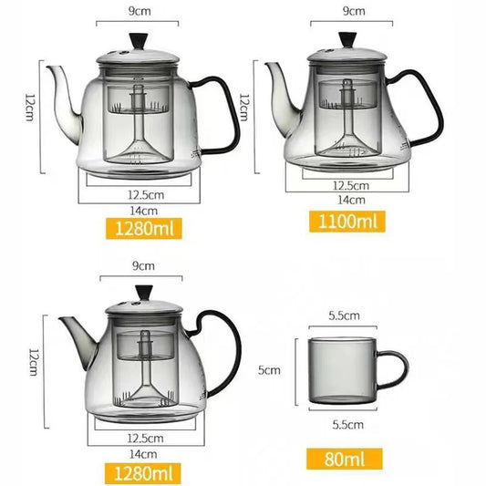 Cooking Puer Flower Tea High Borosilicate Glass Teapot With Tea Strainer Infuser Filter Steaming And Boiling Kungfu Tea Pot