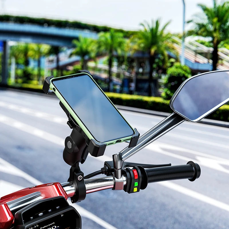 Upgraded Motorcycle Phone Holder 15W Wireless Charger USB QC3.0 Fast Charging Bike Smartphone Stand 360 Cellphone Support