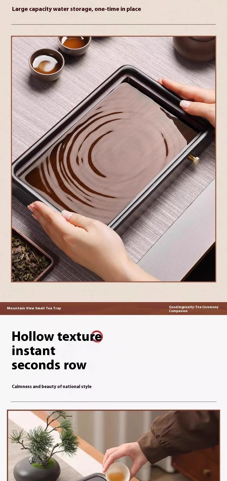 Household Portable Bamboo Tea Tray 48CM Tea Ceremony Wooden Tray Coffeeware Teaware Serving Tray For Chaban Tea Table